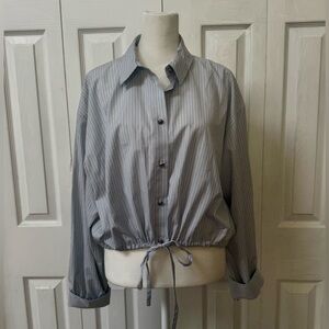 rag & bone Light Blue and White Striped Button-Up Shirt